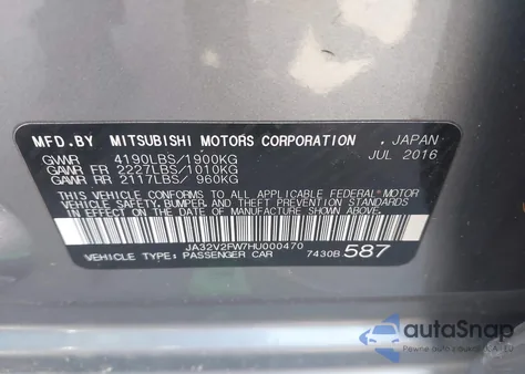 2017 Mitsubishi Lancer Es/Se/Sel z USA, uszkodzony, nr VIN JA32V2FW7HU000470